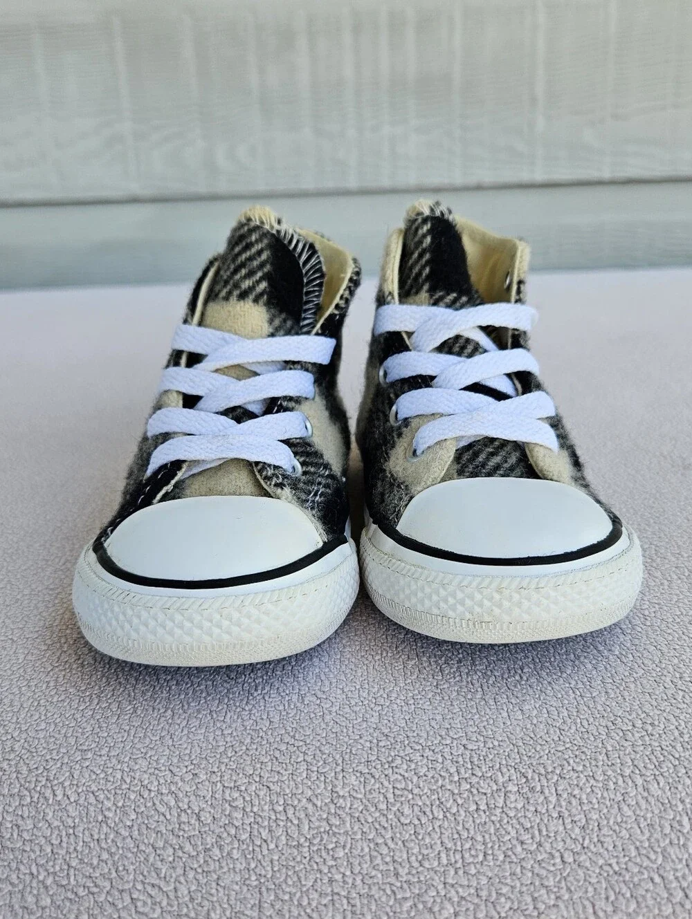 Converse x Woolrich CTAS High TD White Black Sneaker Toddler SZ 7 Plaid Wool